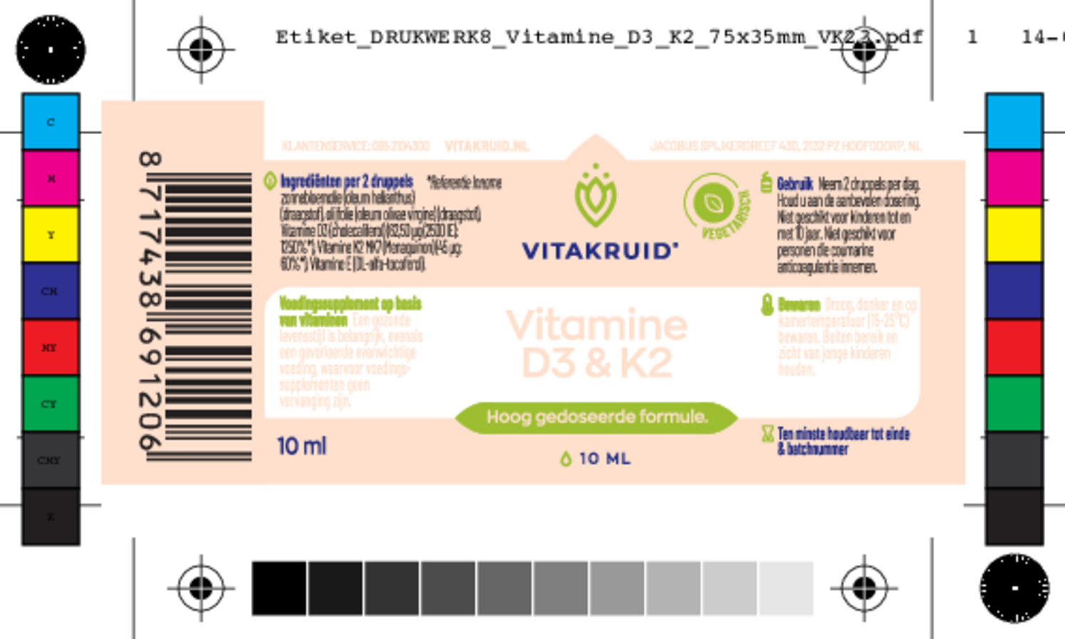 Vitamine D3 & K2 Druppels afbeelding van document #1, etiket